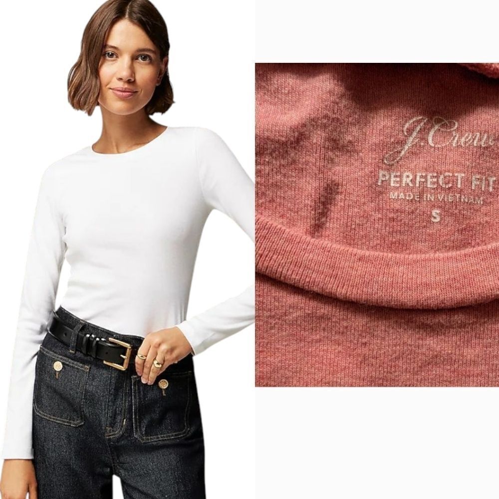 Jcrew coral  long sleeve tee sz s 💯cotton